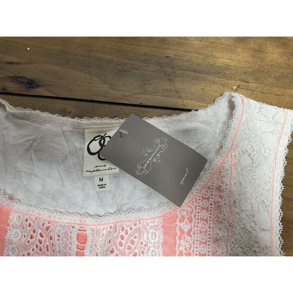Anthropologie One September Lined Lace Embroidered Tank Top White Orange M NWT - Picture 4 of 9